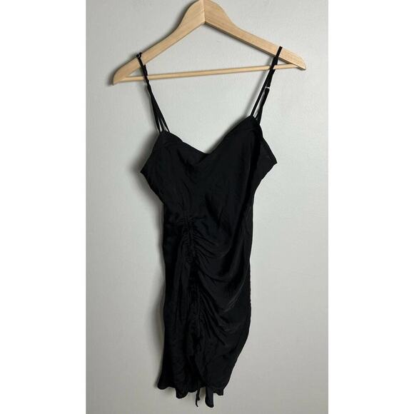 Free People Black Ruched Slip Dress Adjustable Spaghetti Straps Size Small Wm’s - Picture 1 of 6